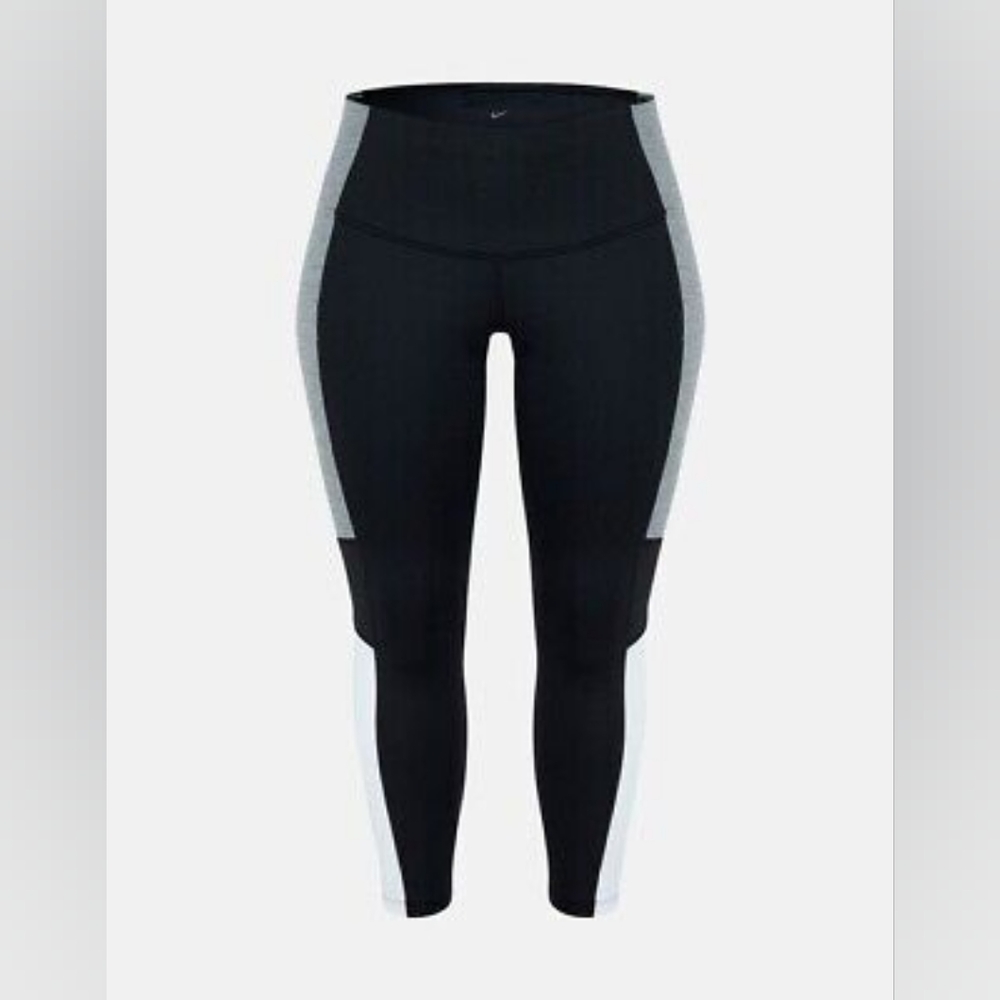 Nike Womens Colorblock Dri-fit One Plus Size Mid-Rise 7/8 Tights - Picture 2 of 5